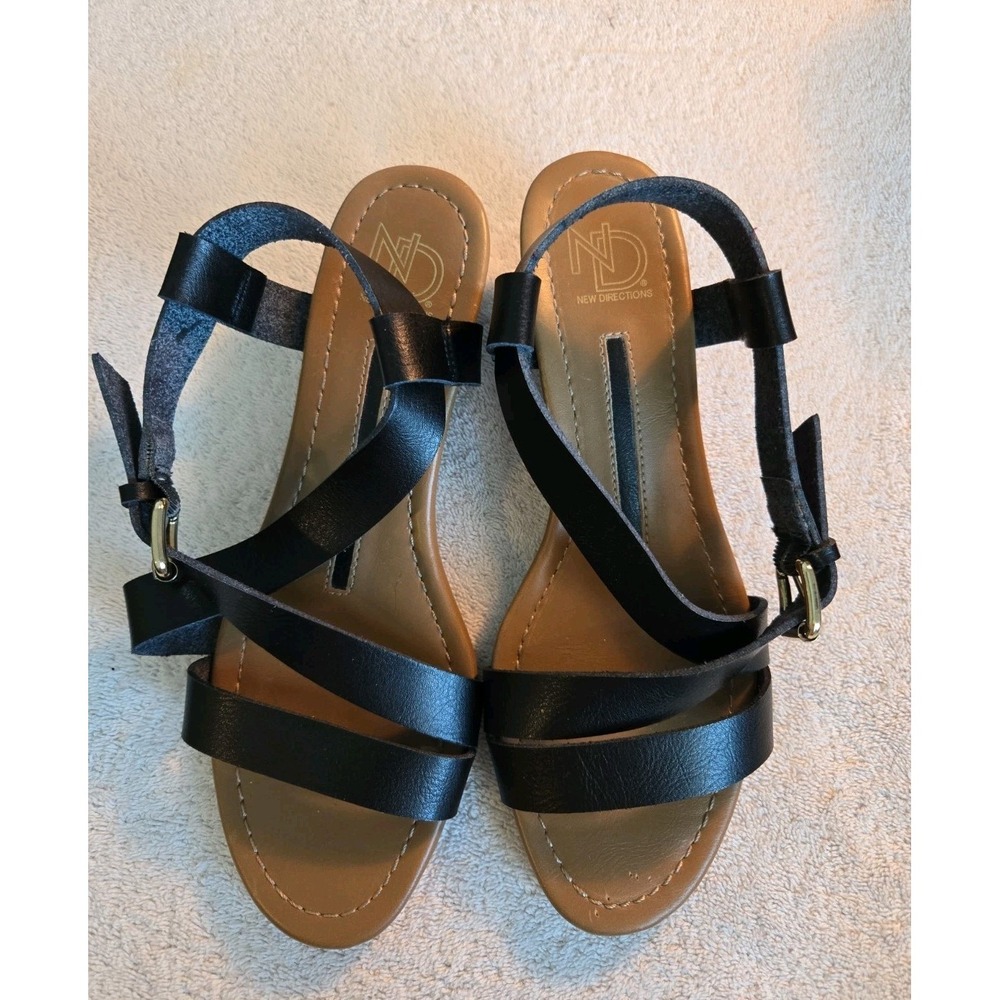 New Directions Sparrow Womans Heel Wedge Shoes Size 8 Black